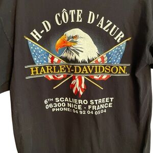 Harley-Davidson Black Short Sleeve Tee with Iconic Logo-From Nice,France-Large